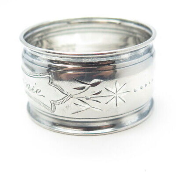 WALKER HALL 925 Sterling Silver Antique Art Deco Engraved Napkin Ring Holder 257